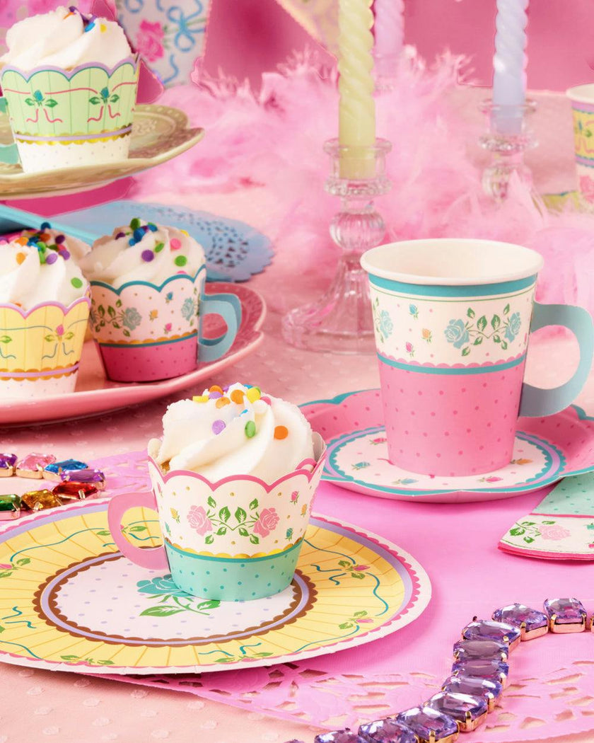Tea Party Cupcake Wrappers - 24 pc tea cup set