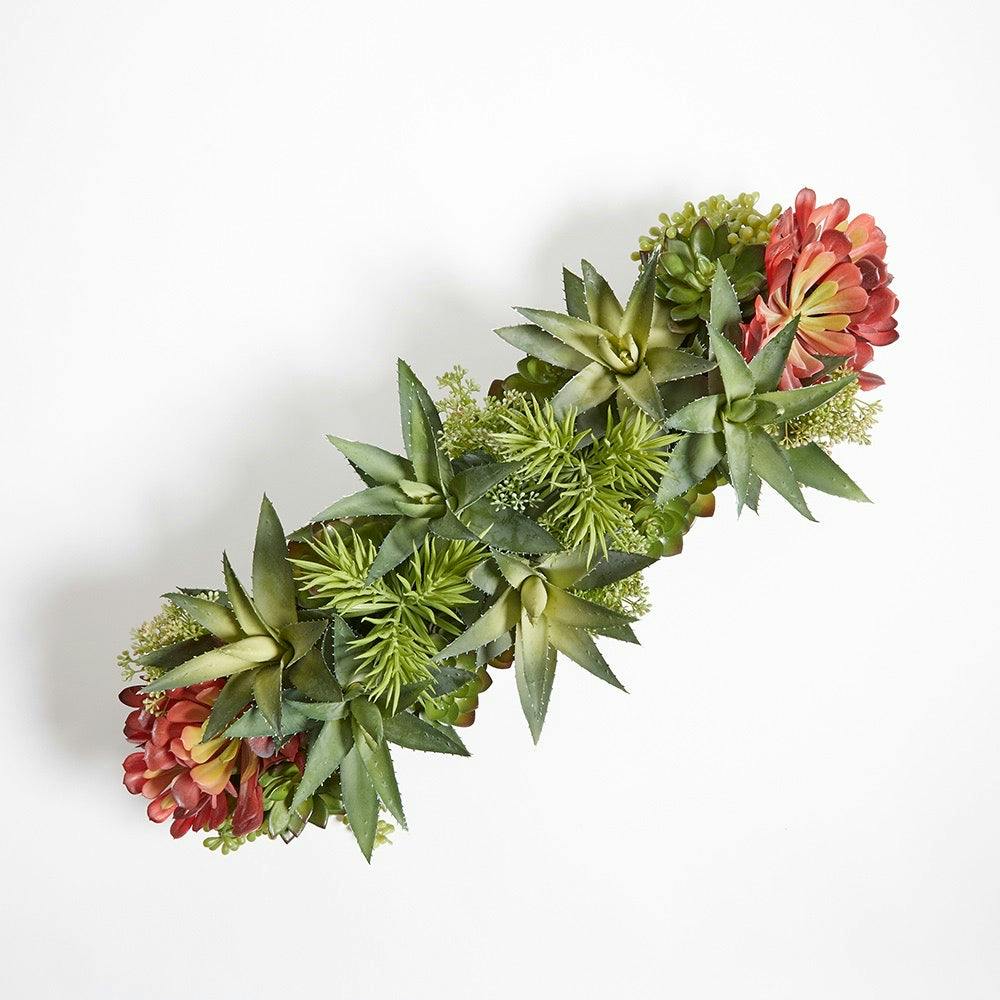 Rectangular Artificial Succulent Arrangement, Natural Planter
