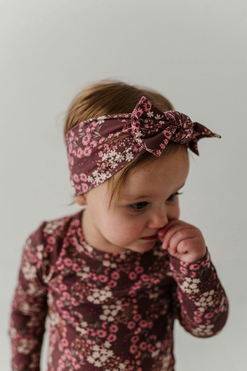 Baby Girl Long Sleeve Bodysuit Dress Set in Cluster Garden Floral