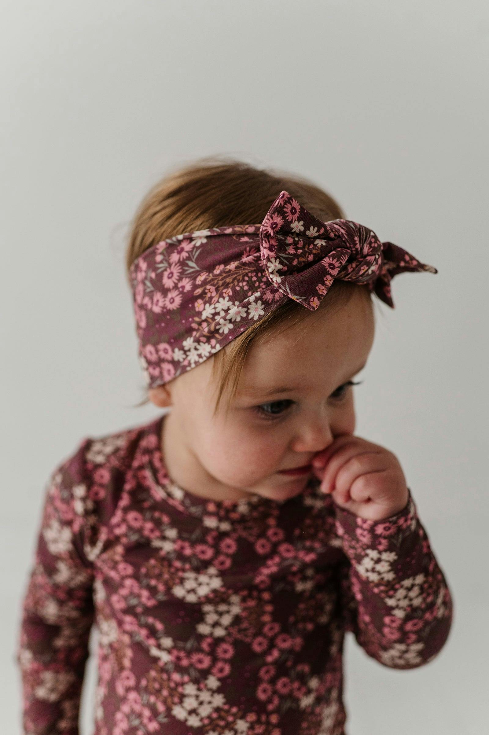 Baby Girl Long Sleeve Bodysuit Dress Set in Cluster Garden Floral