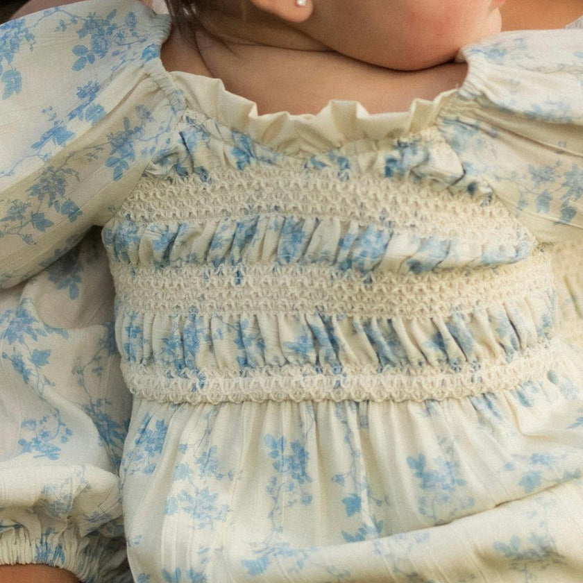 Baby Roselyn Romper in Ivory Porcelain Fleur