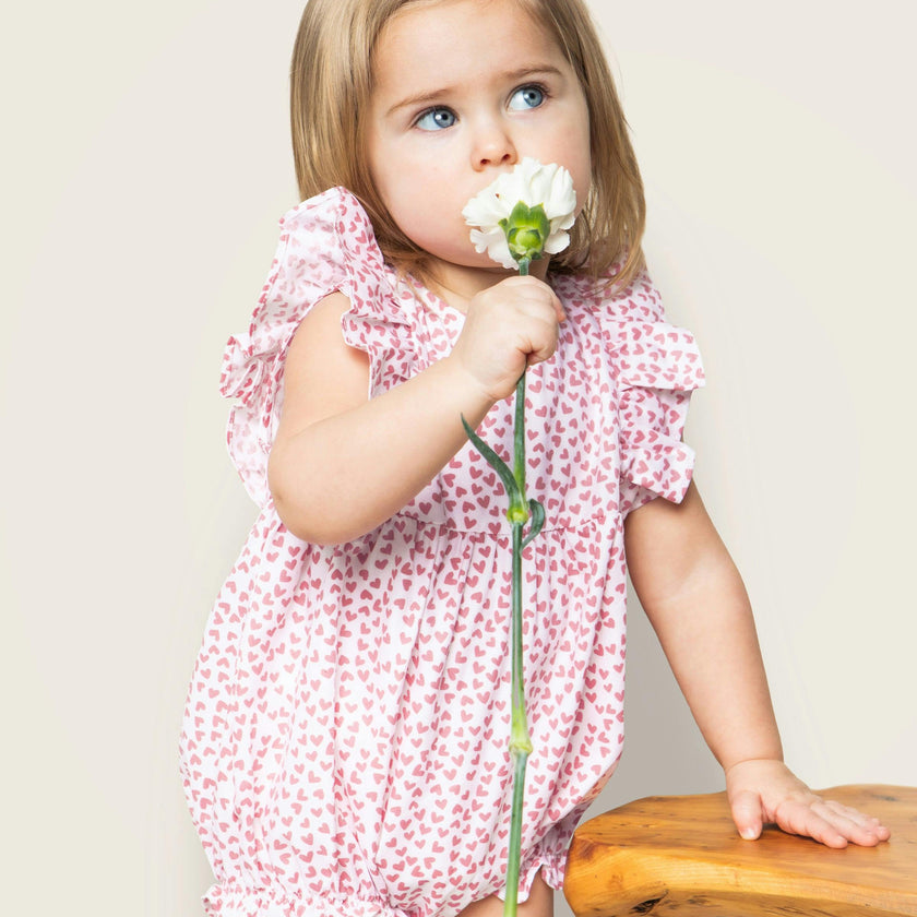 Baby's Twill Ruffled Romper in Sweethearts