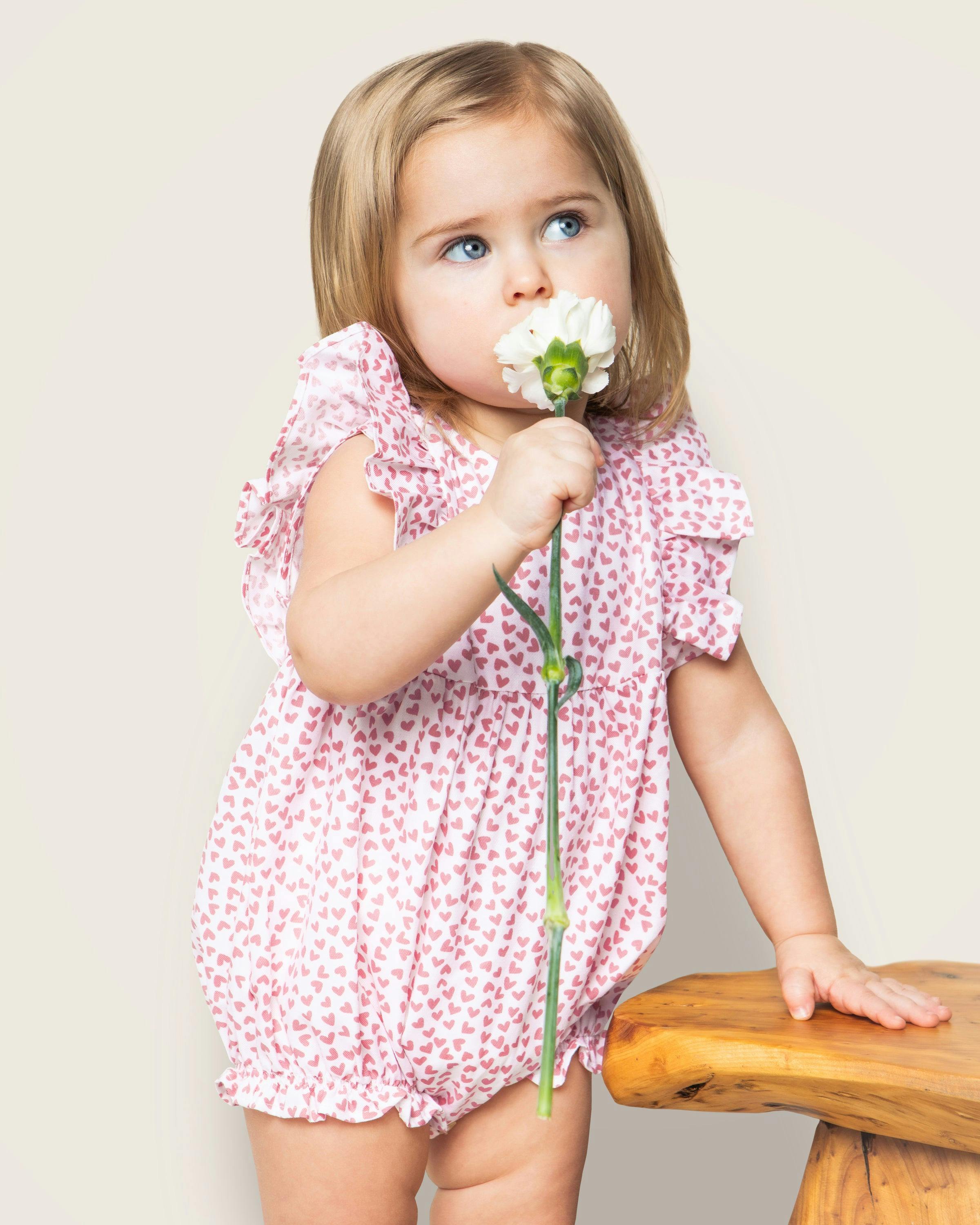 Baby's Twill Ruffled Romper in Sweethearts