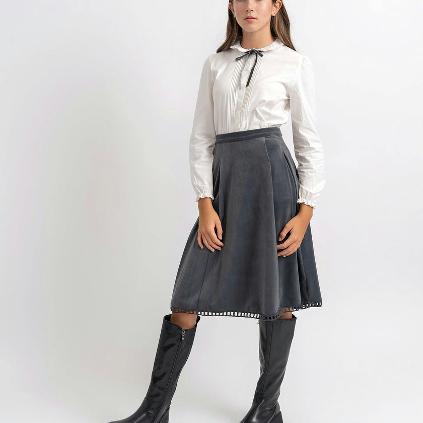 Velvet Skirt Dark Grey