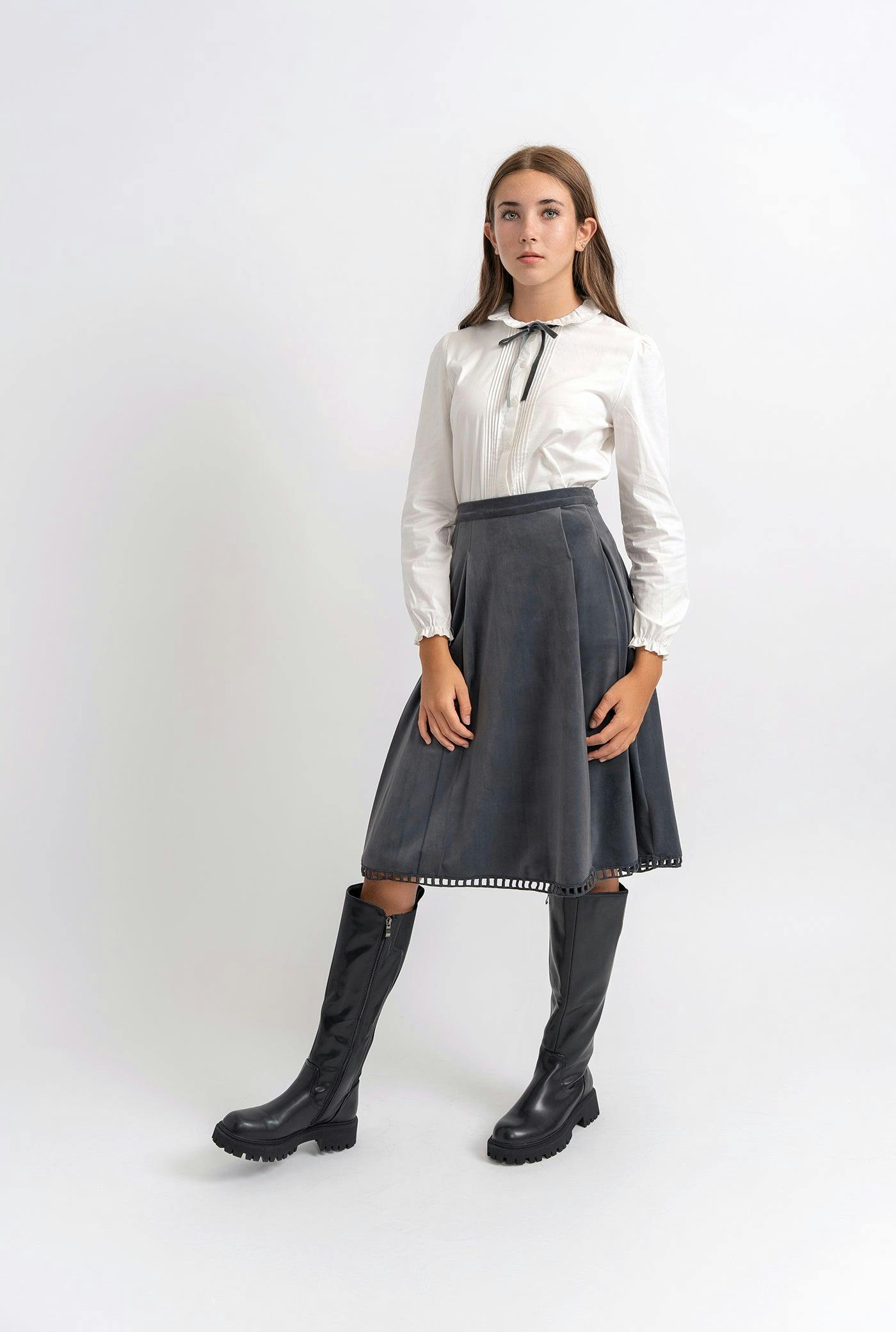 Woven Lace Trimmed Button Front Blouse