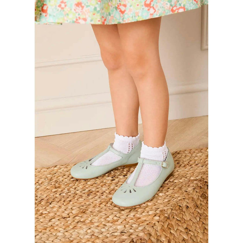 Petal Detail Charlotte Shoes in Mint (21-36EU)