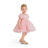 Pink Brixton Puff-Sleeve Party Dress