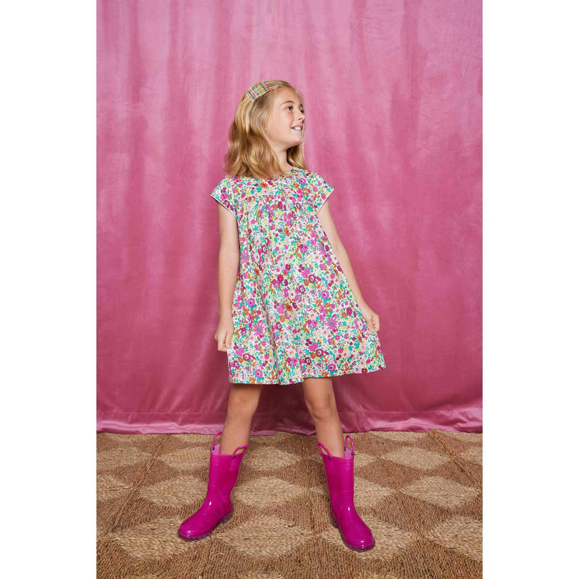 Charlotte Trim Short Sleeve Gathered Dress