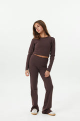 Lucy Brown Cotton Spandex Long Sleeve