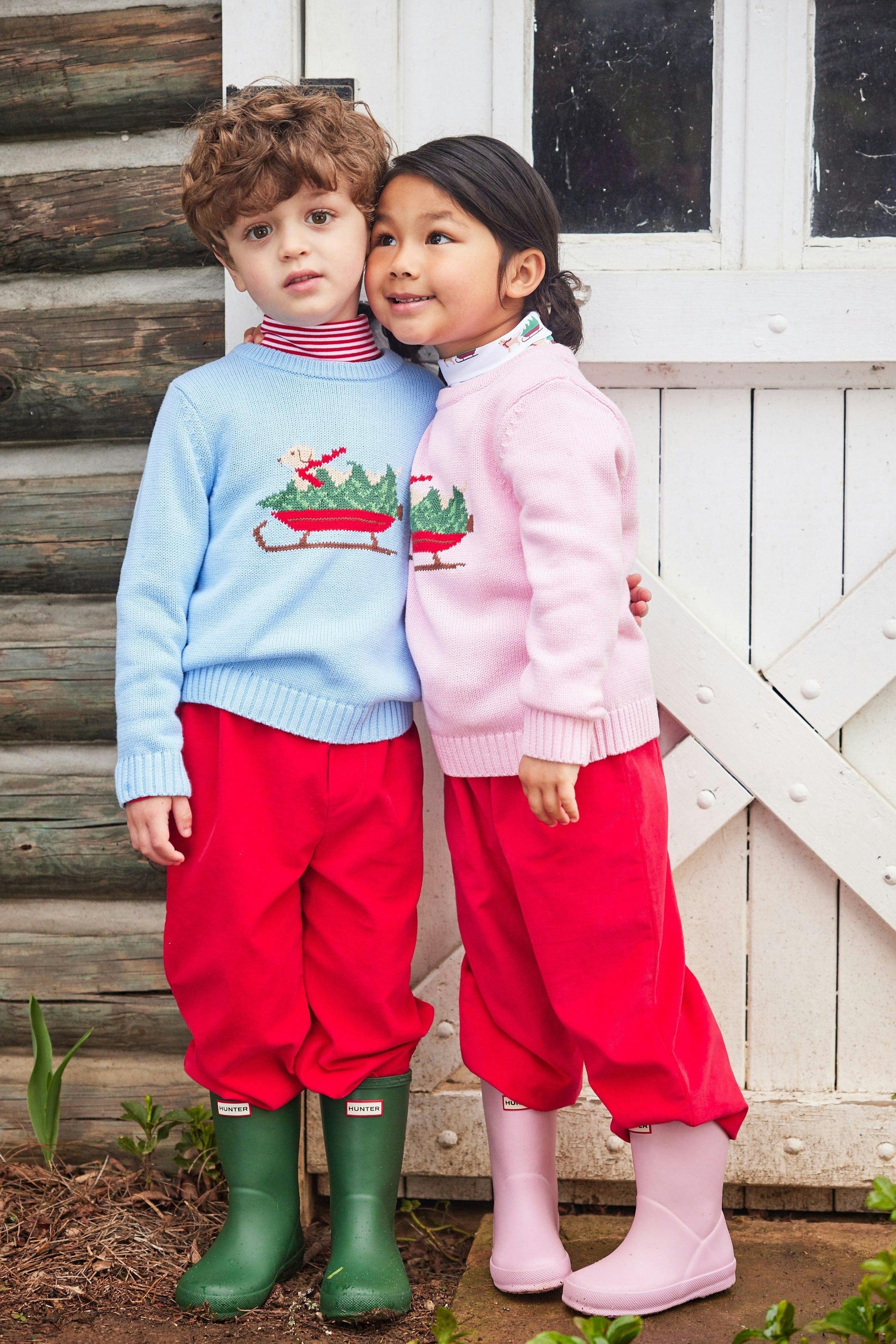 Banded Bow Pants - Red Corduroy