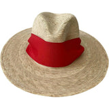 Zinnia Sun Hat - Wide & Short Red Grosgrain Ribbon