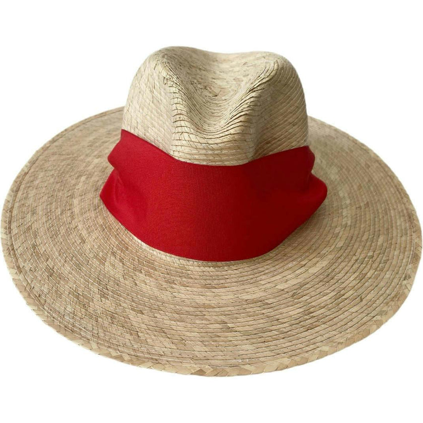 Zinnia Sun Hat - Wide & Short Red Grosgrain Ribbon