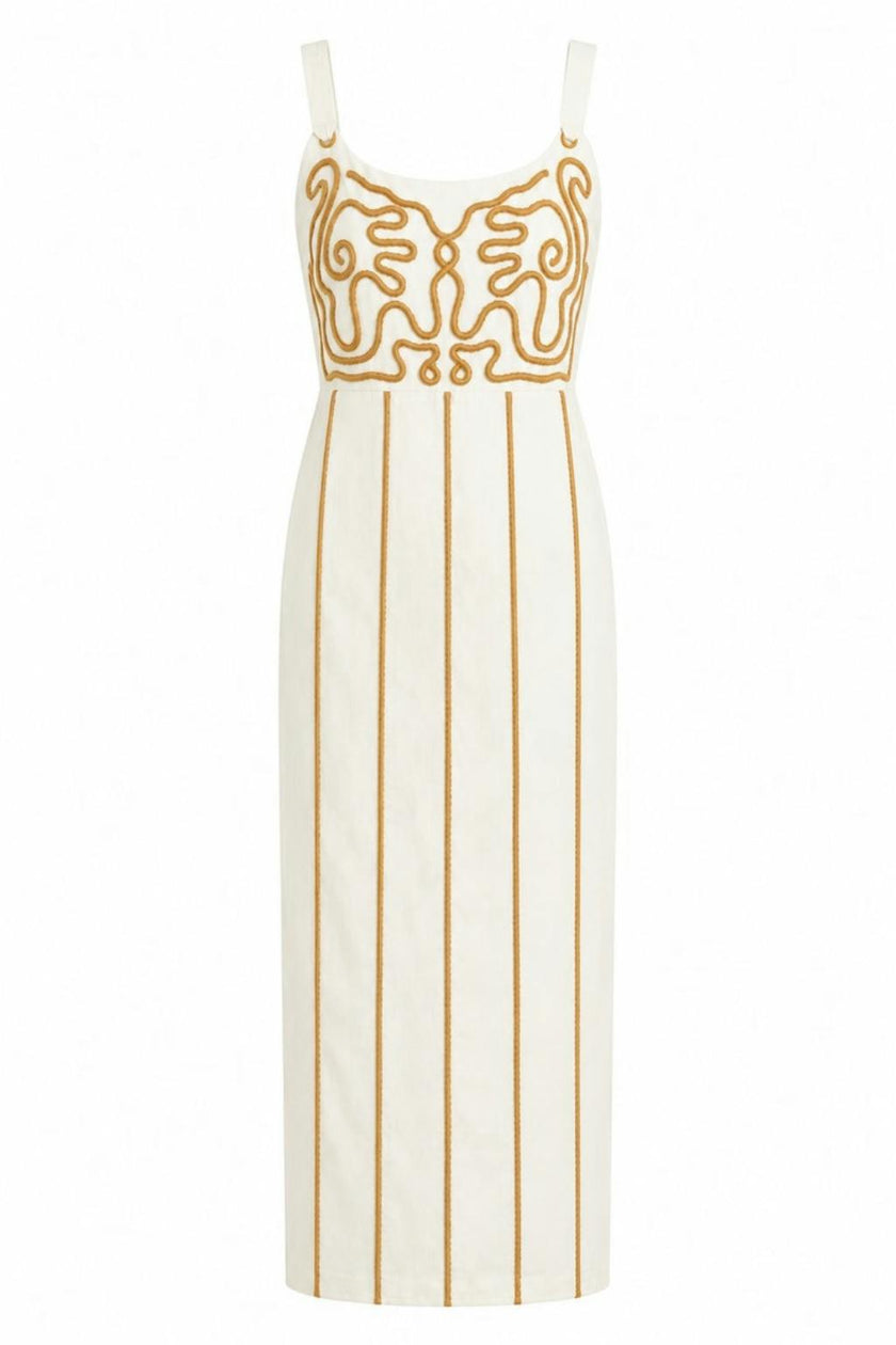Blare Golden Coast Embroidery Midi Dress