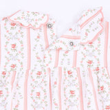 Marnie Rosebud Stripe - Long Sleeve Petal Collar Dress and Bloomer
