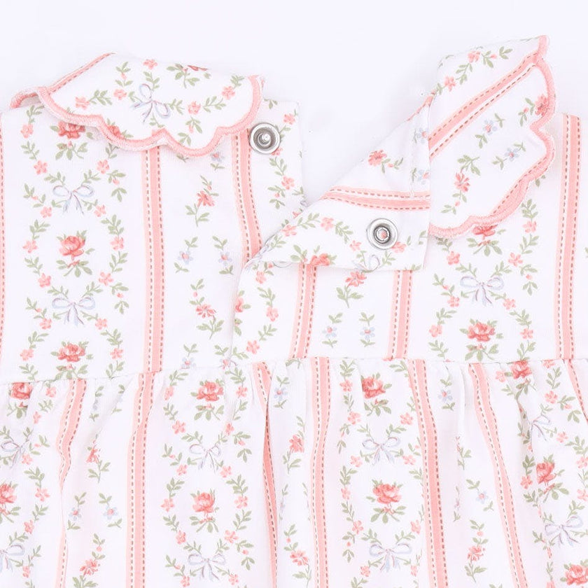 Marnie Rosebud Stripe - Long Sleeve Petal Collar Dress and Bloomer
