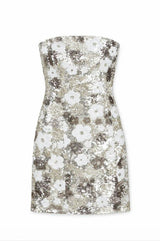 Maizy Silver Flower Sequin Dress