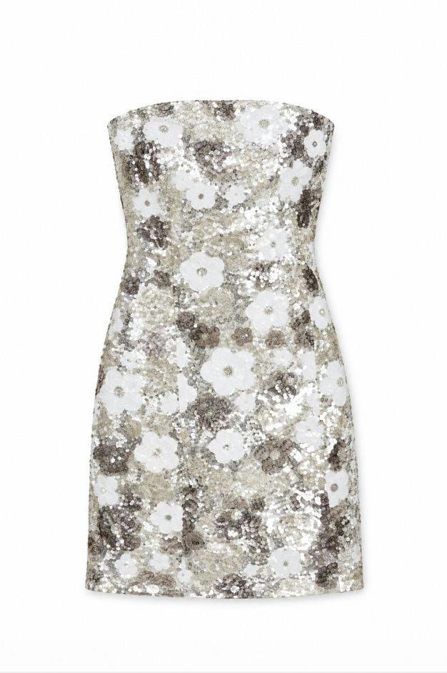 Maizy Silver Flower Sequin Dress
