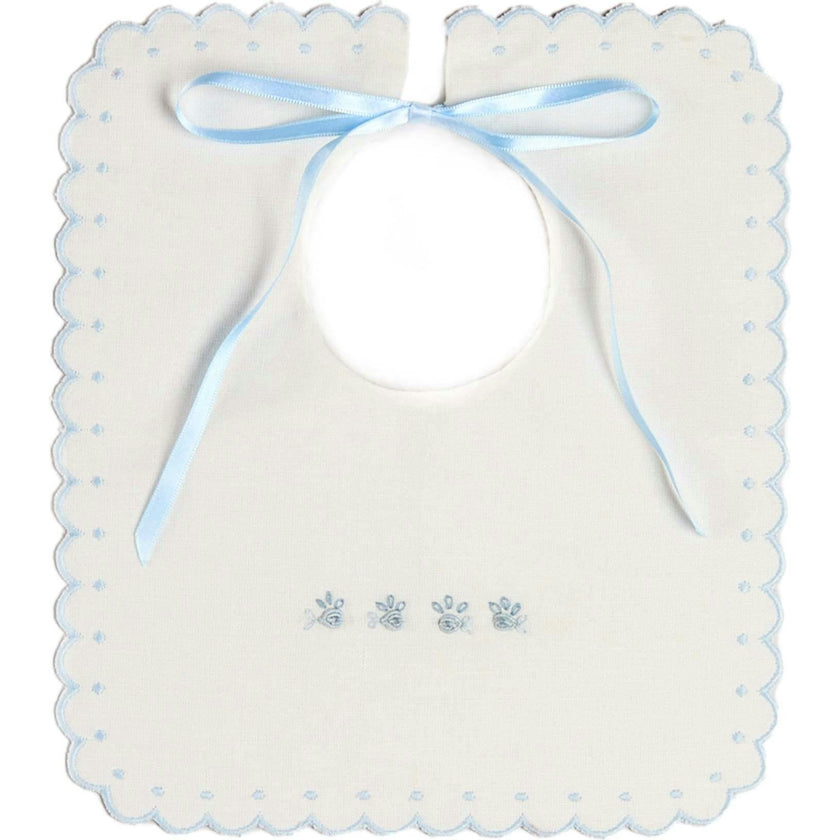 Whale Hand Embroidered Scallop Edge Square Bib