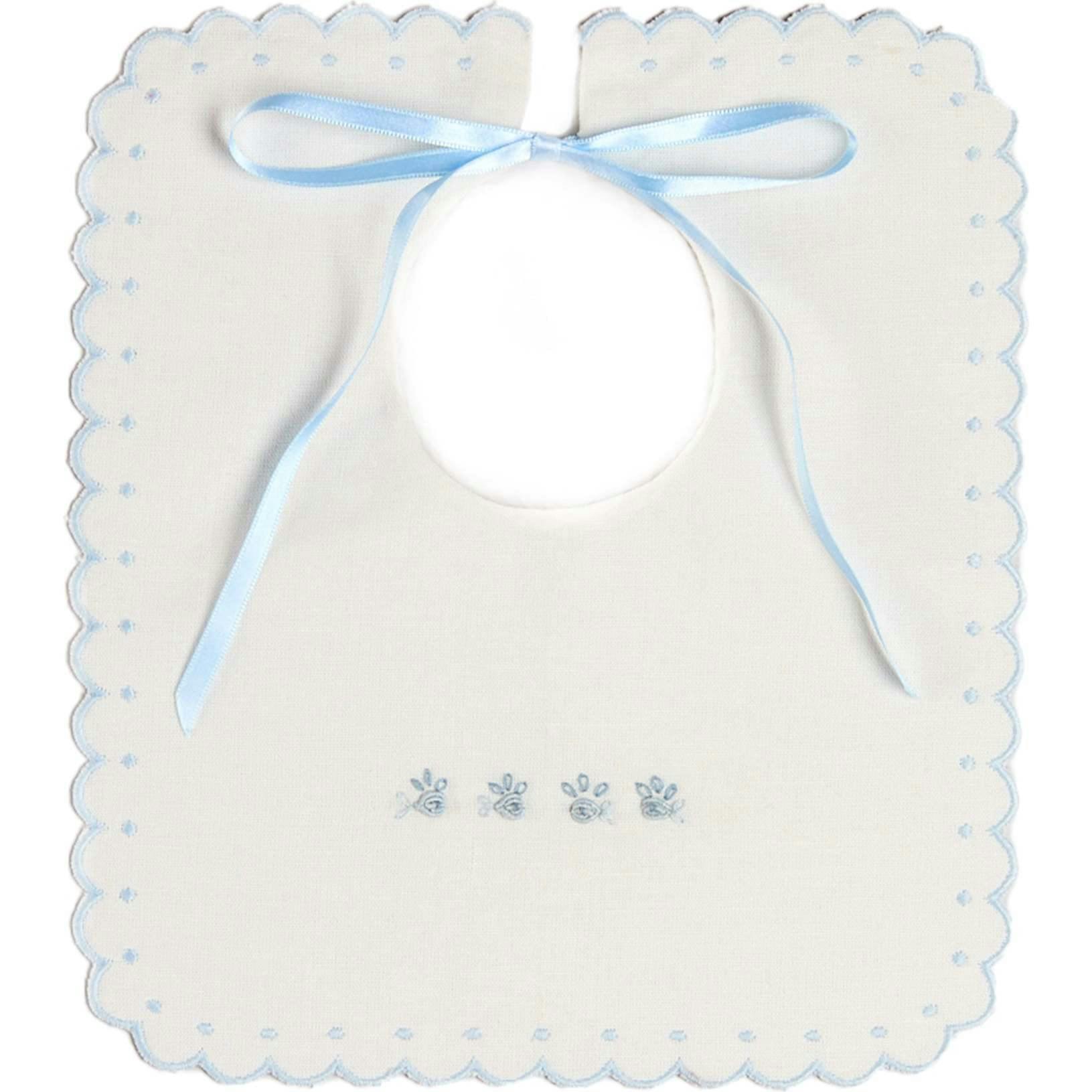 Whale Hand Embroidered Scallop Edge Square Bib