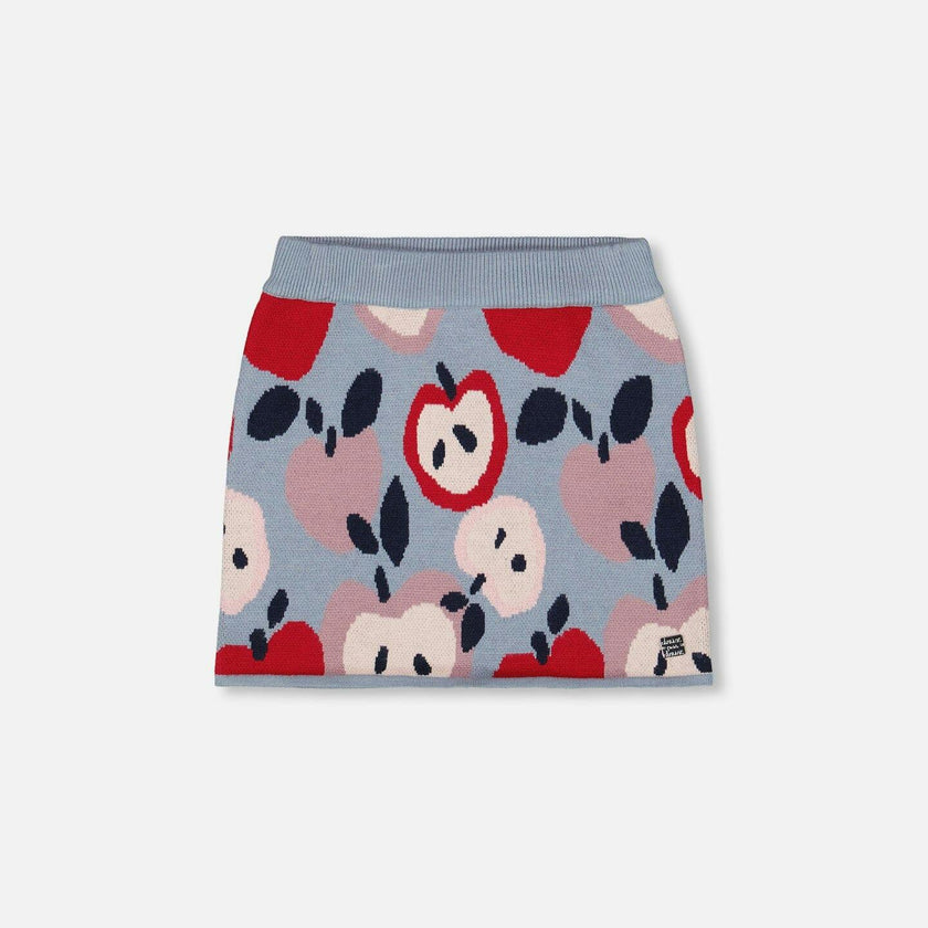 Knit Skirt with Apple Heart Jacquard