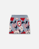 Knit Skirt with Apple Heart Jacquard