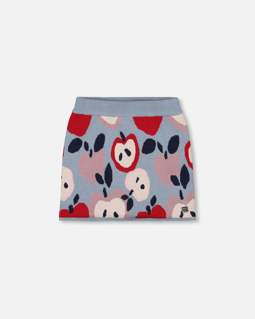 Knit Skirt with Apple Heart Jacquard
