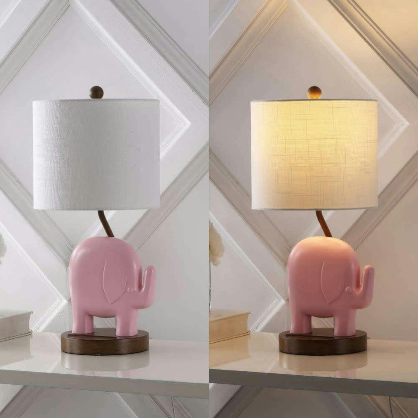 Ellie Bohemian Designer Iron/Resin Elephant LED Kids Table Lamp with Phone Stand and USB Charging Port