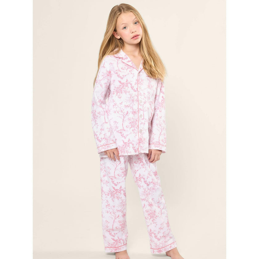 Kid's Twill Pajama Set in Pink Timeless Toile