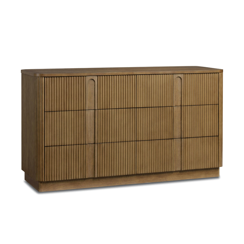 Potomac Push to Open Wooden 6 Drawer Dresser with Recessed Channel Accent Storage