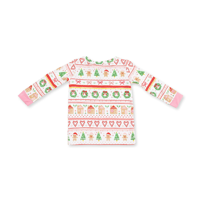 Gingerbread Fair Isle Pink - Long Sleeve Loungewear Set