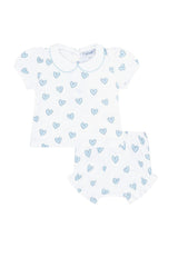 Blue Heart Print Diaper Cover Set