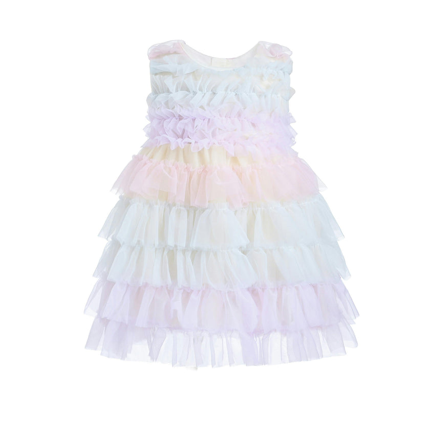 Purple Ruffle Layered Tulle Dress