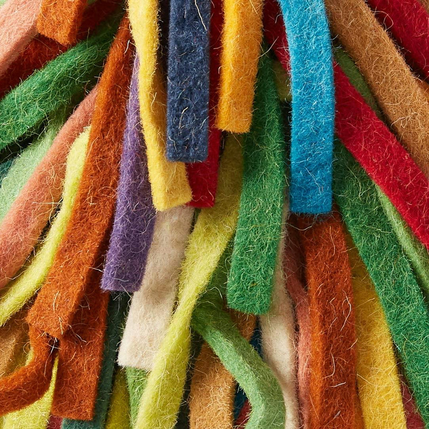 Handmade Hand Felted Wool Christmas Tree Topper - Multicolor Fringe