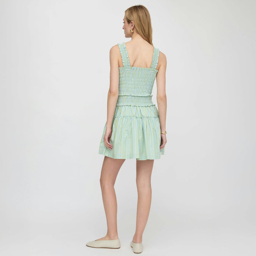 The Azalea Mini Nap Dress - Blue/Green Stripe