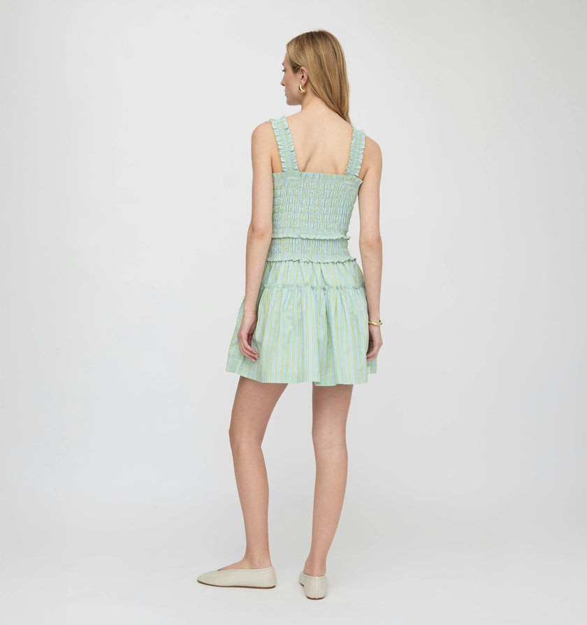 The Azalea Mini Nap Dress - Blue/Green Stripe