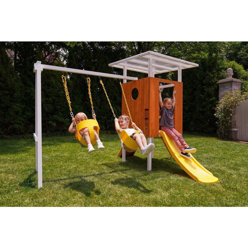 Forest Small Outdoor Toddler Swing Set | Compact Wooden Swing Frame for Babies & Kids