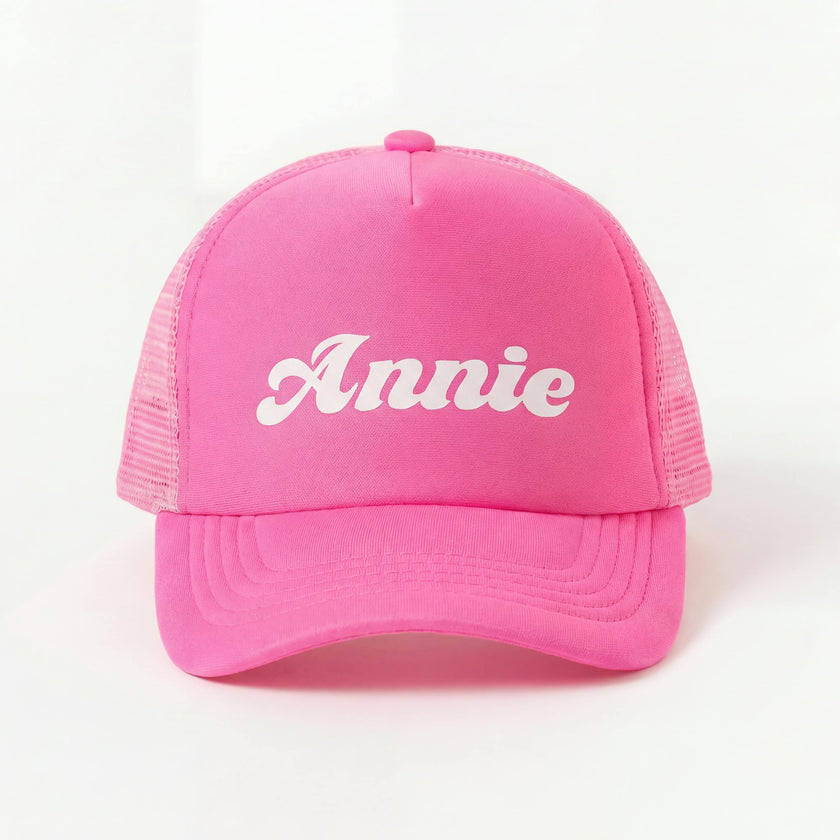 Girls Personalized Trucker Hat, Pink