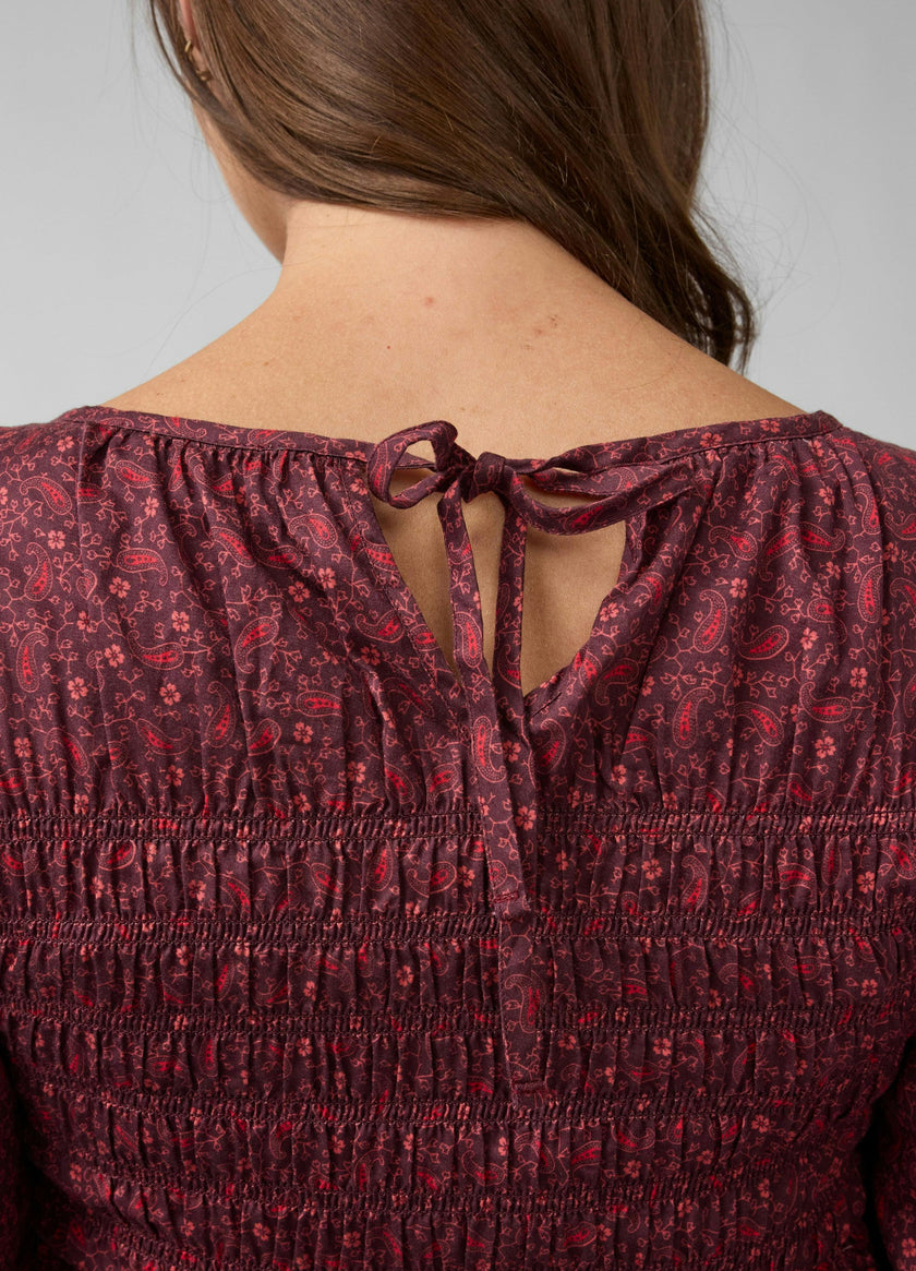 Smocked Paisley Cotton Maternity Dress