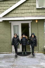 Girls Coat with Heart Quilting - Black