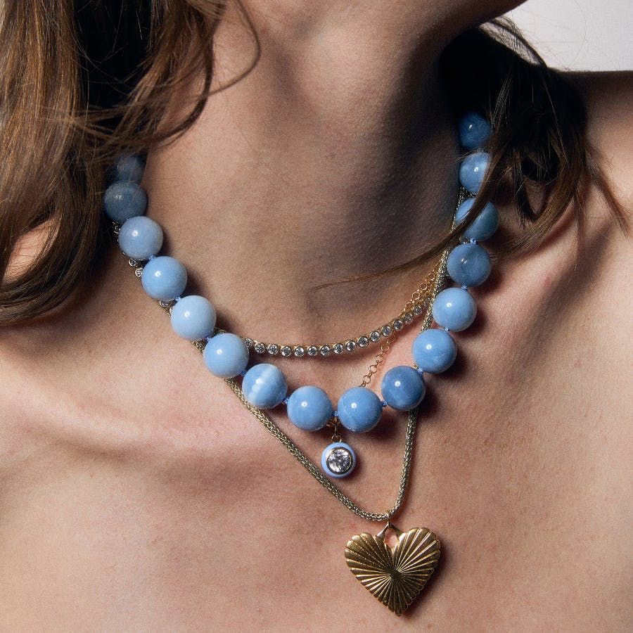 Jumbo Blue Opal Knotted Gemstone Necklace
