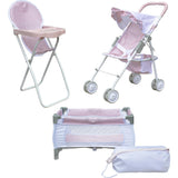 Olivia'S Little World - Polka Dots Princess 3 In 1 Doll Nursery Set