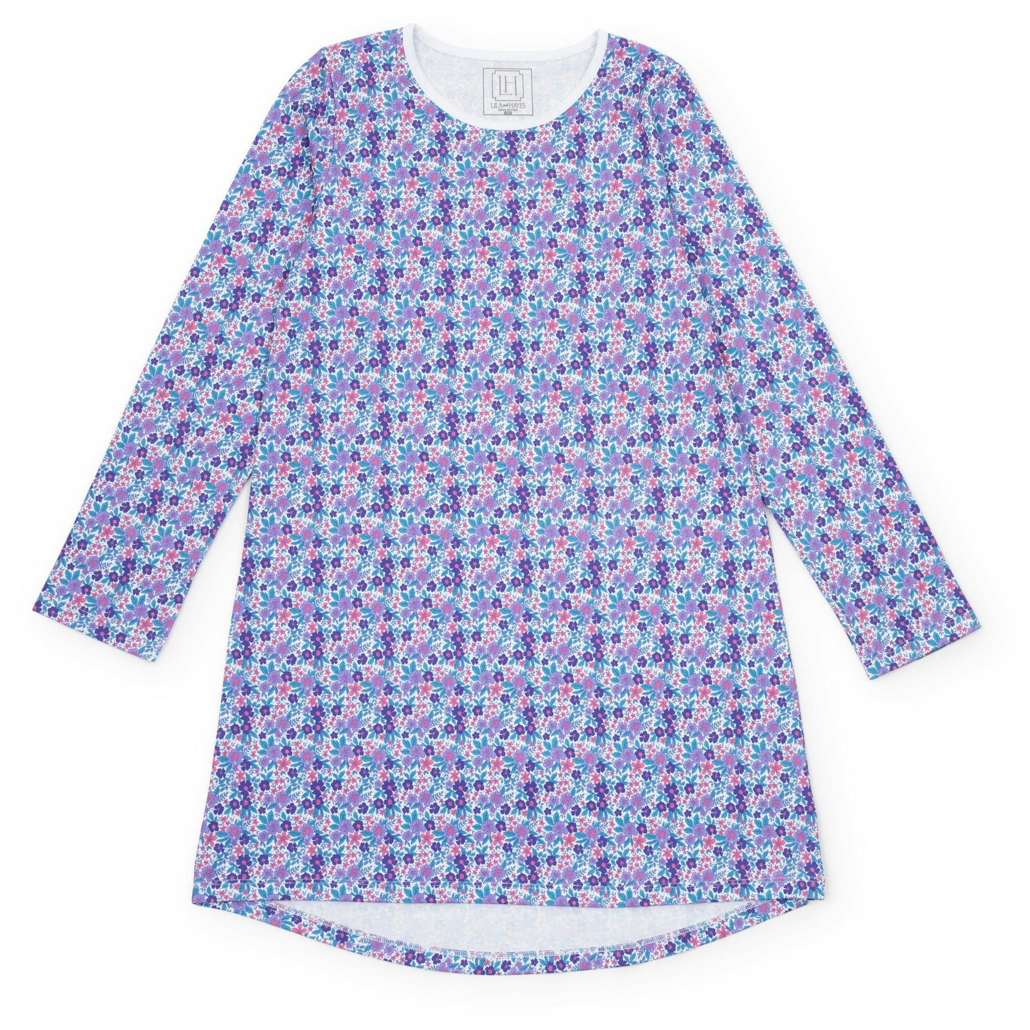 Ann Women's Longsleeve Nightgown - Blackberry Floral