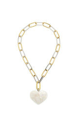Grande Heart Pendant Necklace in White Shell
