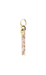 Bar Keychain in Taupe Shell - Gold