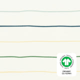 Mini Crib Sheet in GOTS Certified Organic Brushed Cotton in Ivory with Cool Multi-Color Stripes