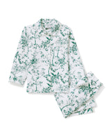 Kid's Twill Grace Pajama Set in Evergreen Timeless Toile