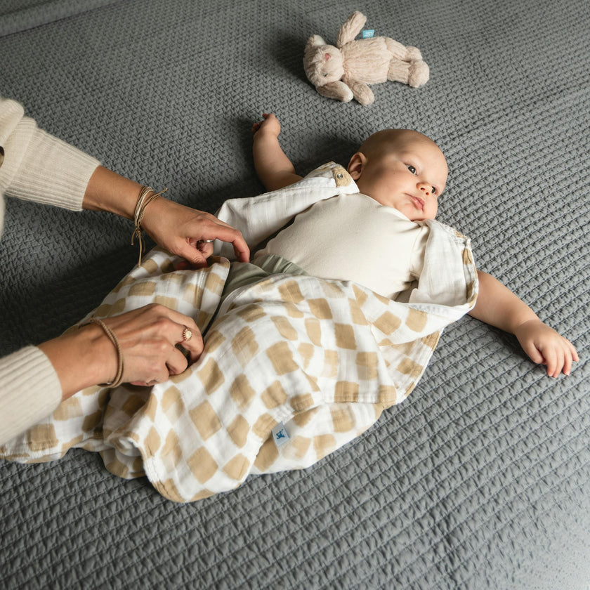 Cotton Muslin Sleep Bag - Adobe Checker