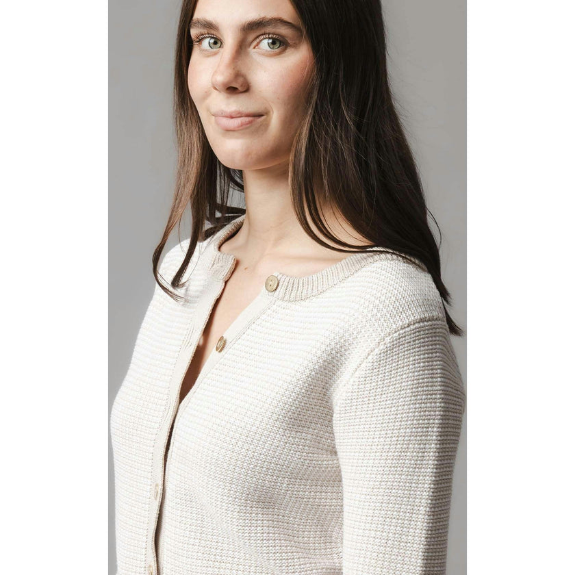 Organic Tweed Stitch Sweater Cardigan, White
