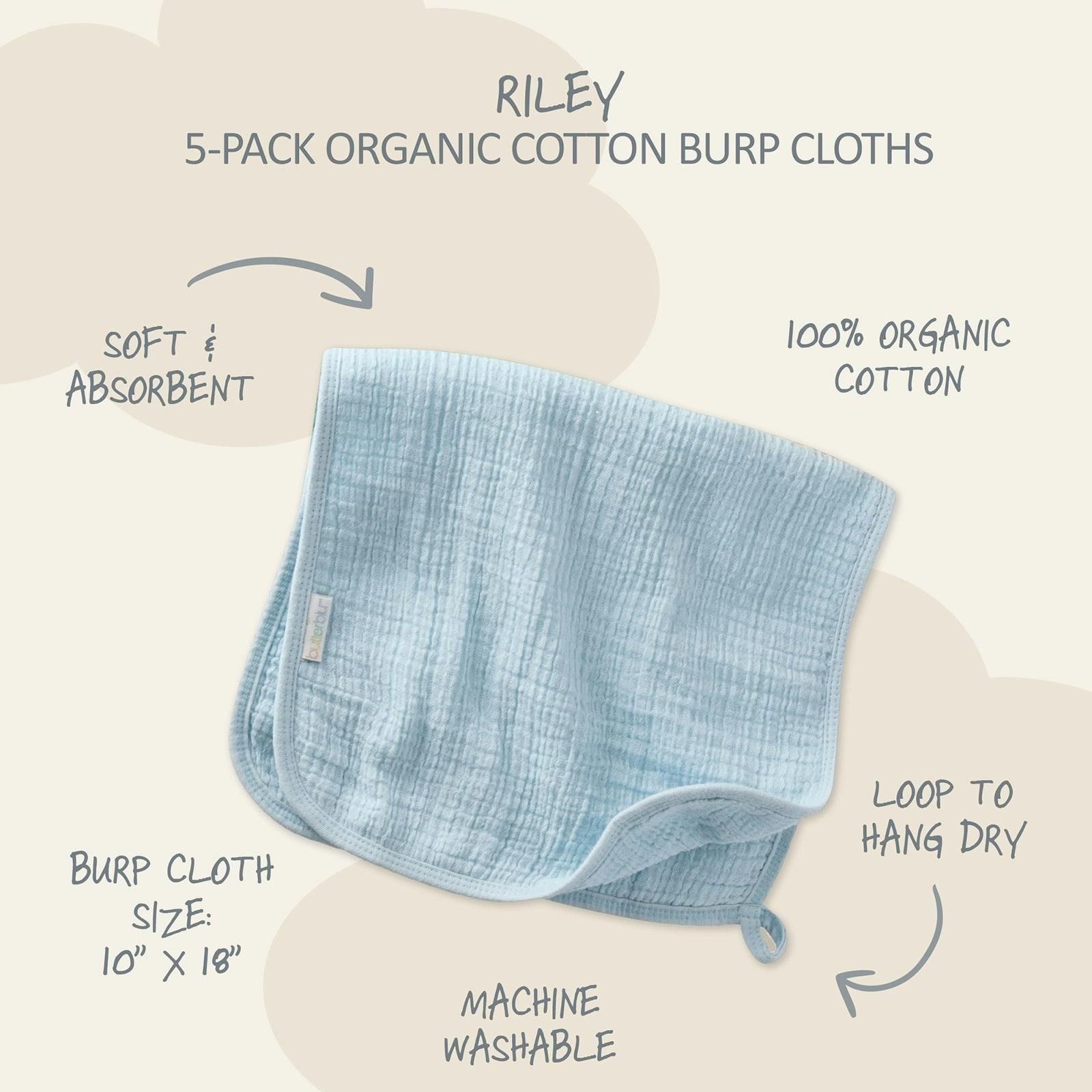 RILEY 5-Pack Crinkle Muslin Burp Cloths