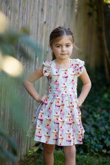 Ruffle Sleeve Dress in Milkshakes